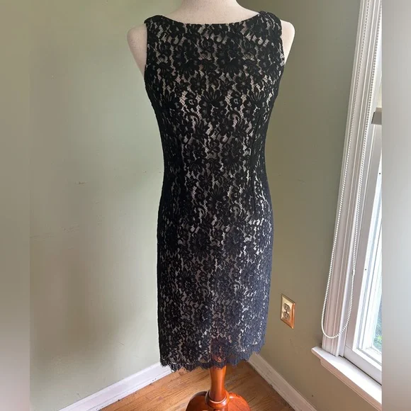 Ann Taylor | Dresses | Vintage Ann Taylor Black Lace Overlay Shift Dress  Size 2 Boatnecksleeveless | Poshmark